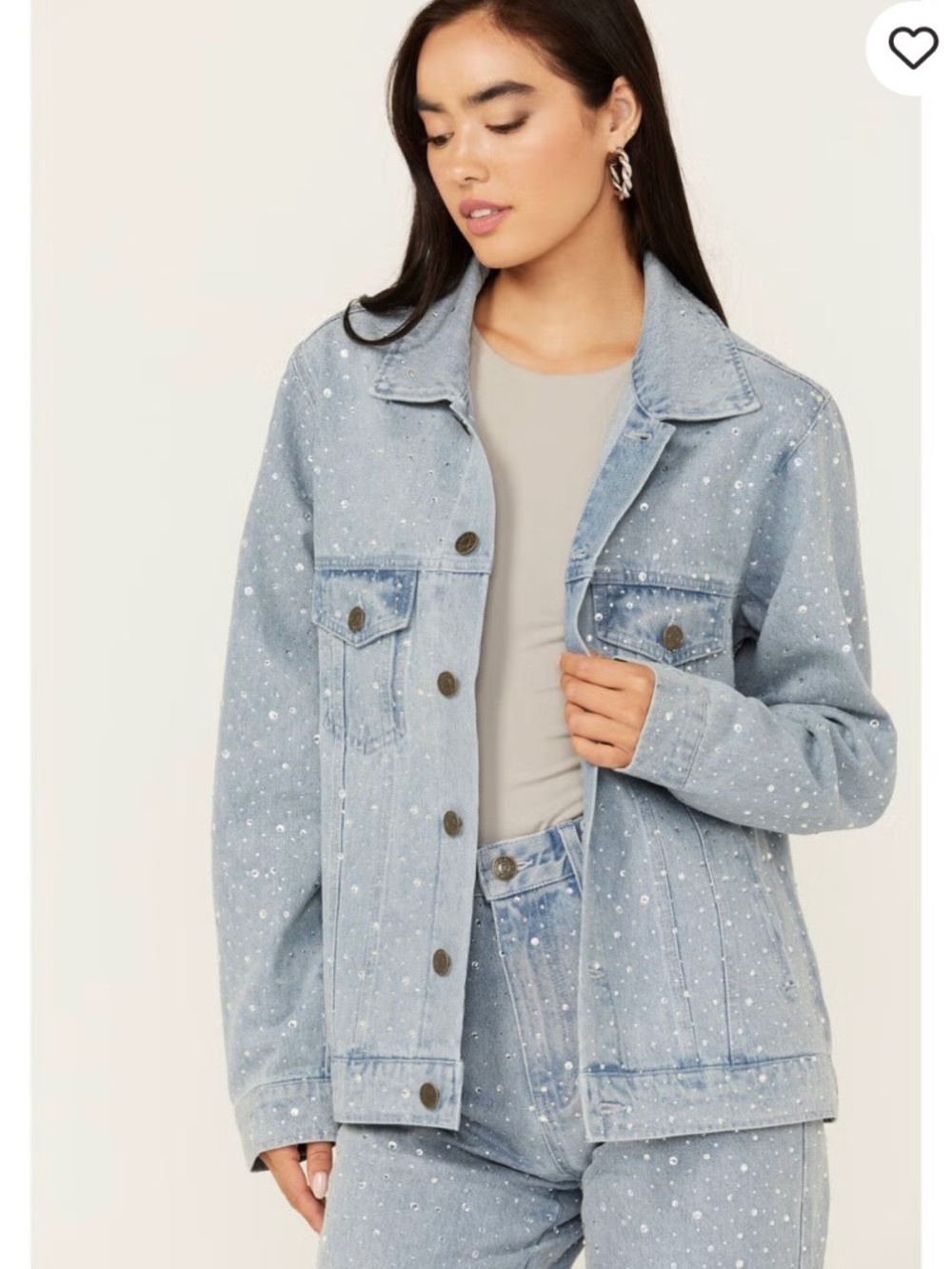 Show me your mumu denim rhinestone jacket and jeans